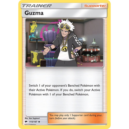 Guzma Uncommon 115/147 Pokemon Card Game Burning Shadows