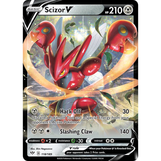 Scizor V Holo Rare V 118/189 Pokemon Card Game Darkness Ablaze