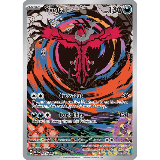 Yveltal Illustration Rare 205/182 Pokemon Card Game Paradox Rift