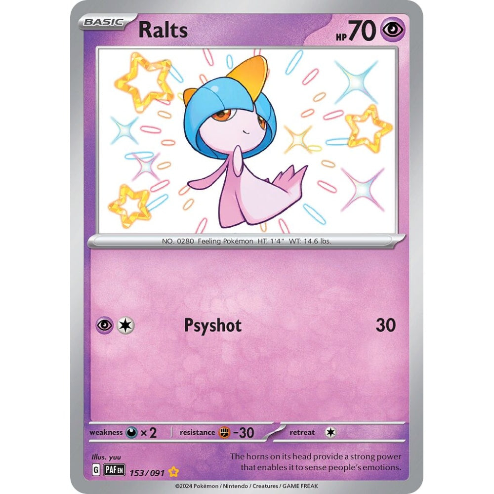 Ralts Shiny Rare 153/091 Pokemon Card Game Paldean Fates