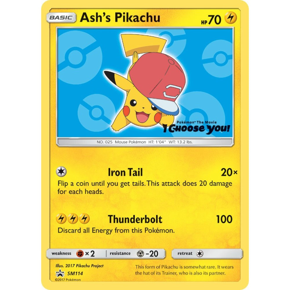 Ash's Pikachu Promo SM114 Pokemon Card Game Sun & Moon Promos