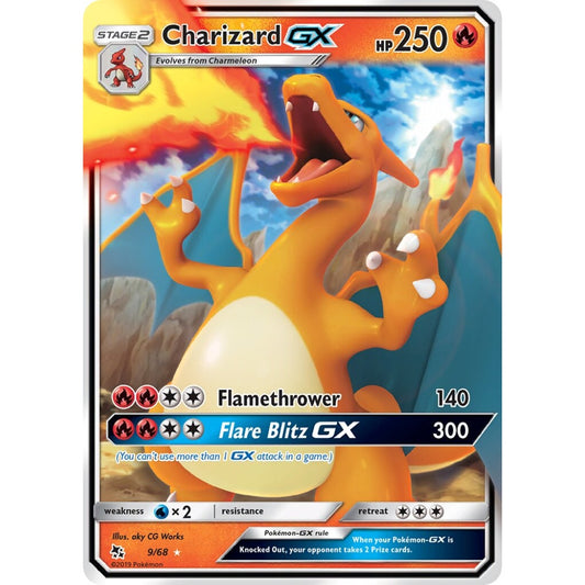 Charizard-GX Rare Holo GX 9/68 Pokemon Card Game Hidden Fates