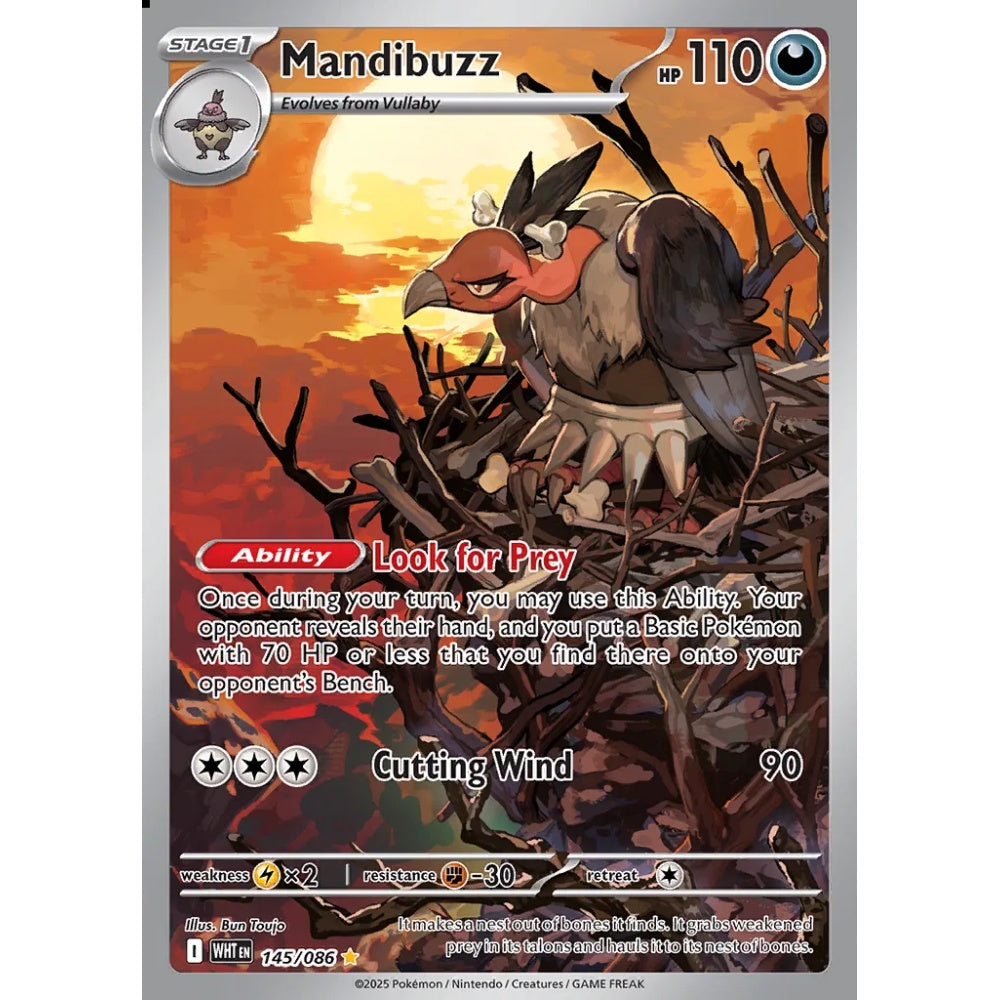 Mandibuzz Illustration Rare 145/086 Pokemon Card Game White Flare