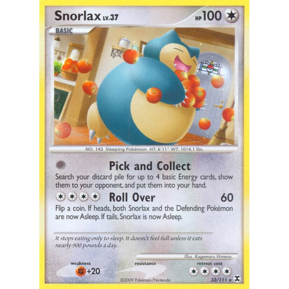 Snorlax Rare 33/111 Pokemon Card Game Rising Rivals