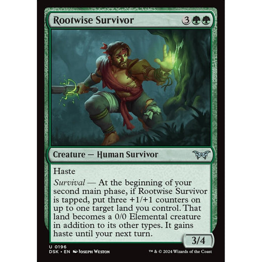 Rootwise Survivor, 196, uncommon, Magic: The Gathering, Duskmourn: House of Horror