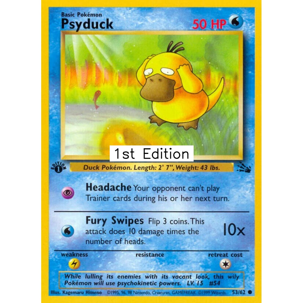 Psyduck Common 53/62 Pokemon Card Game Fossil