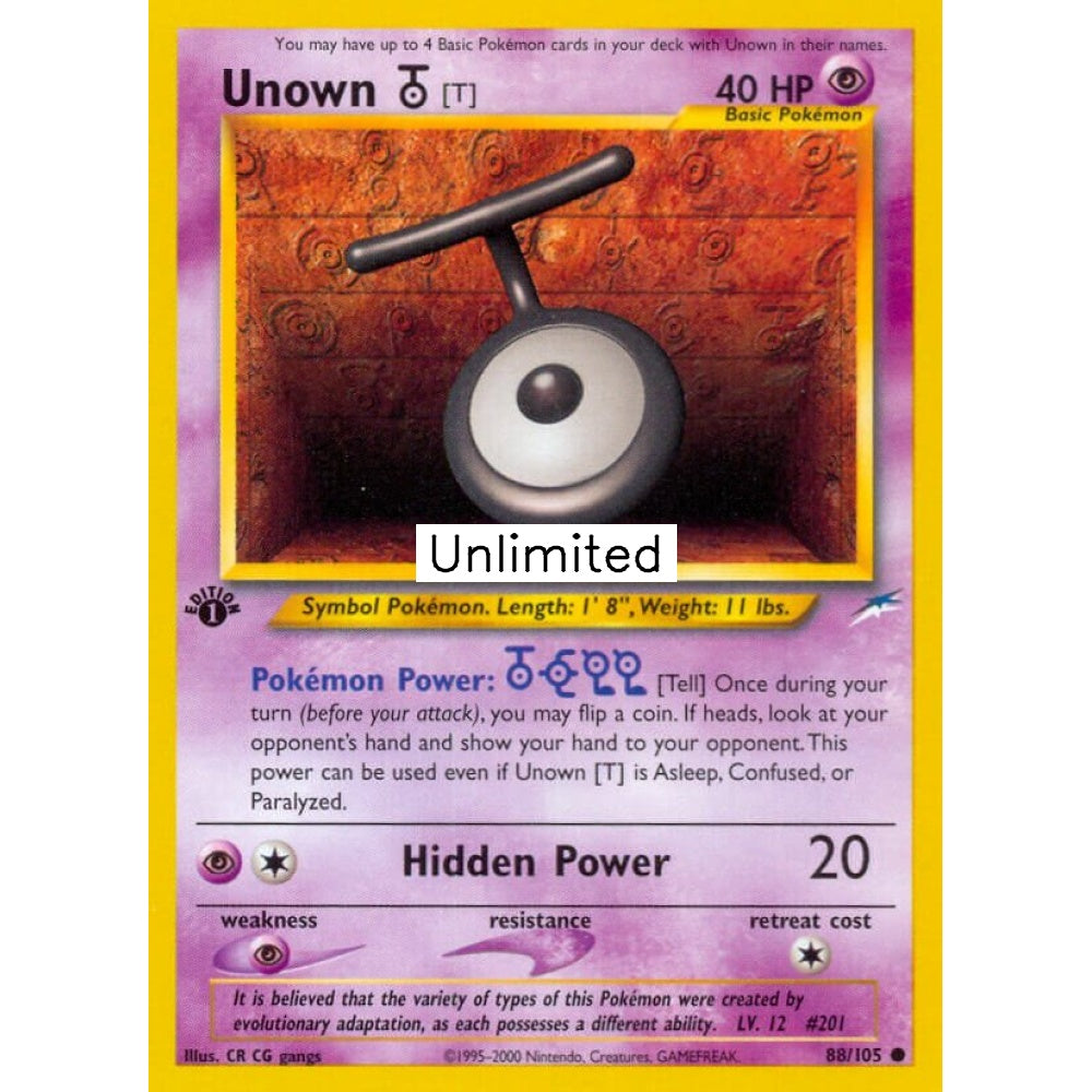 Unown [T] Common 88/105 Pokemon Card Game Neo Destiny