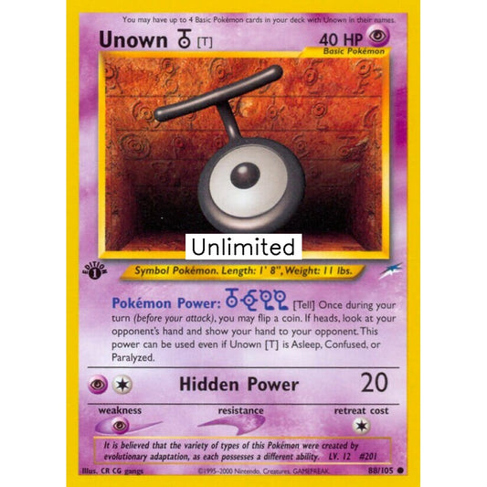 Unown [T] Common 88/105 Pokemon Card Game Neo Destiny