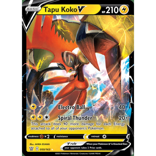 Tapu Koko V Double Rare 050/163 Pokemon Card Game Battle Styles