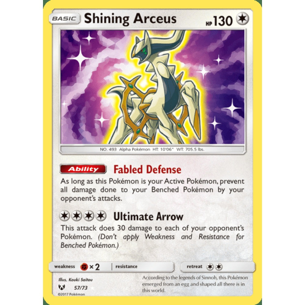 Shining Arceus Holo Rare 57/73 Pokemon Card Game Shining Legends