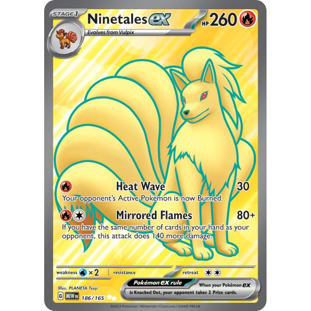 Ninetales ex Ultra Rare 186/165 Pokemon Card Game Pokémon 151