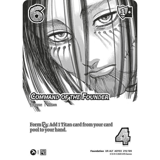 Command of the Founder 219/189 AOT03 Universus Attack on Titan: Apocalypse Foundation UR-ALT
