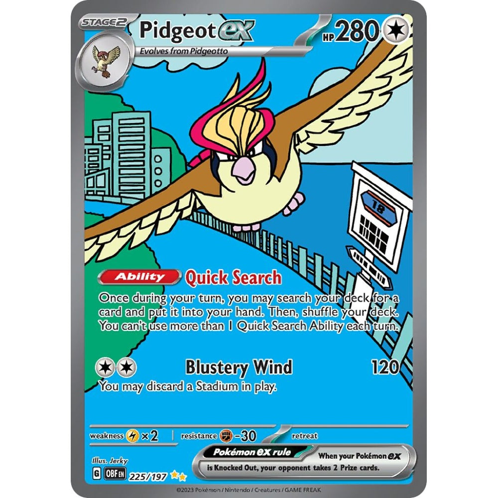 Pidgeot ex Special Illustration Rare 225/197 Pokemon Card Game Obsidian Flames