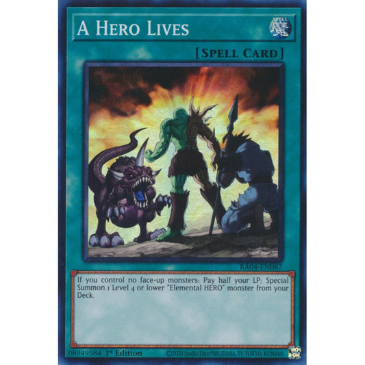 A Hero Lives RA04-EN087 Ultra Ultra Rare Yu-Gi-Oh Quarter Century Stampede in Art
