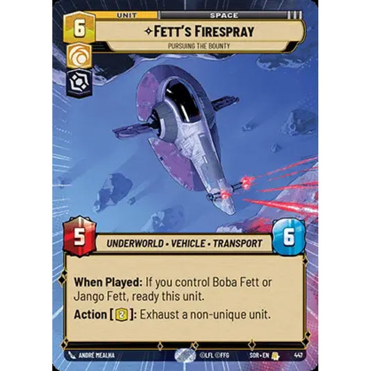 Fett's Firespray, 447, R, Star Wars Unlimited, Sparks Of Rebellion
