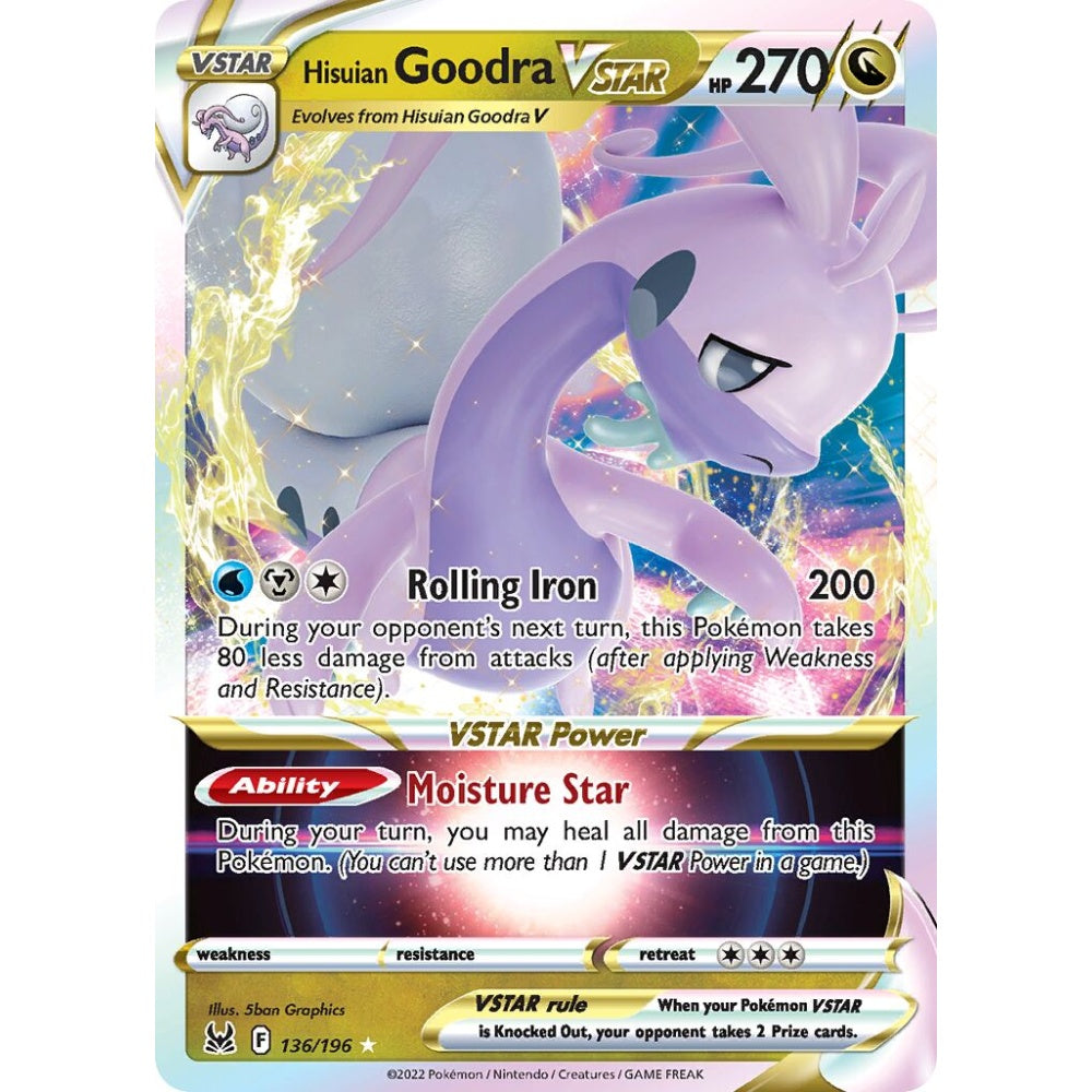 Hisuian Goodra VSTAR Holo Rare VSTAR 136/196 Pokemon Card Game Lost Origin