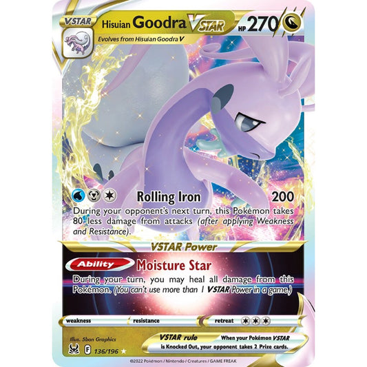Hisuian Goodra VSTAR Holo Rare VSTAR 136/196 Pokemon Card Game Lost Origin
