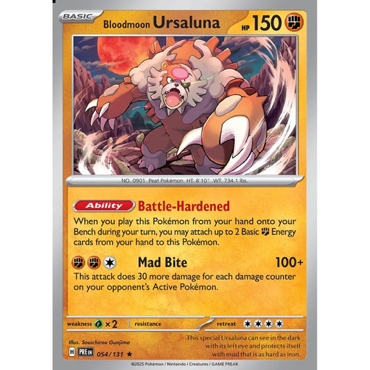 Bloodmoon Ursaluna Rare 054/131 Pokemon Card Game Prismatic Evolutions