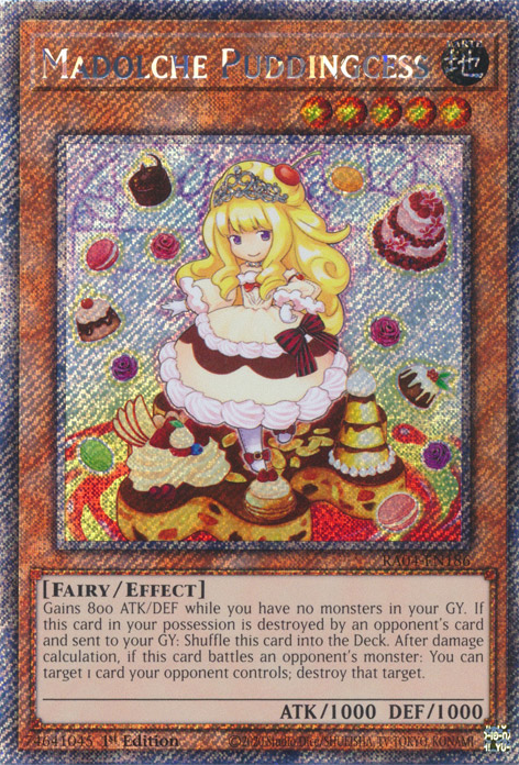 Madolche Puddingcess RA04-EN186 Platinum Platinum Secret Rare Yu-Gi-Oh Quarter Century Stampede in Art