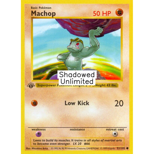 Machop Common 52/102 Pokemon Card Game Base Set