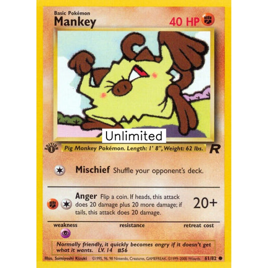 Mankey Common 61/82 Pokemon Card Game Team Rocket
