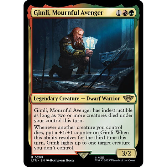 Gimli, Mournful Avenger, rare, 209, Magic the Gathering, The Lord of the Rings: Tales of Middle-earth