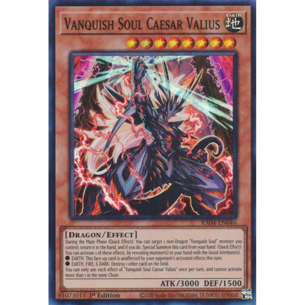 Vanquish Soul Caesar Valius RA04-EN046 Super Super Rare Yu-Gi-Oh Quarter Century Stampede in Art