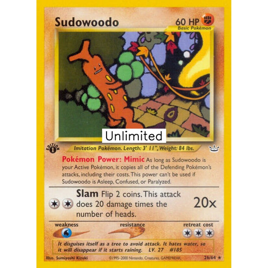 Sudowoodo Rare 26/64 Pokemon Card Game Neo Revelation German