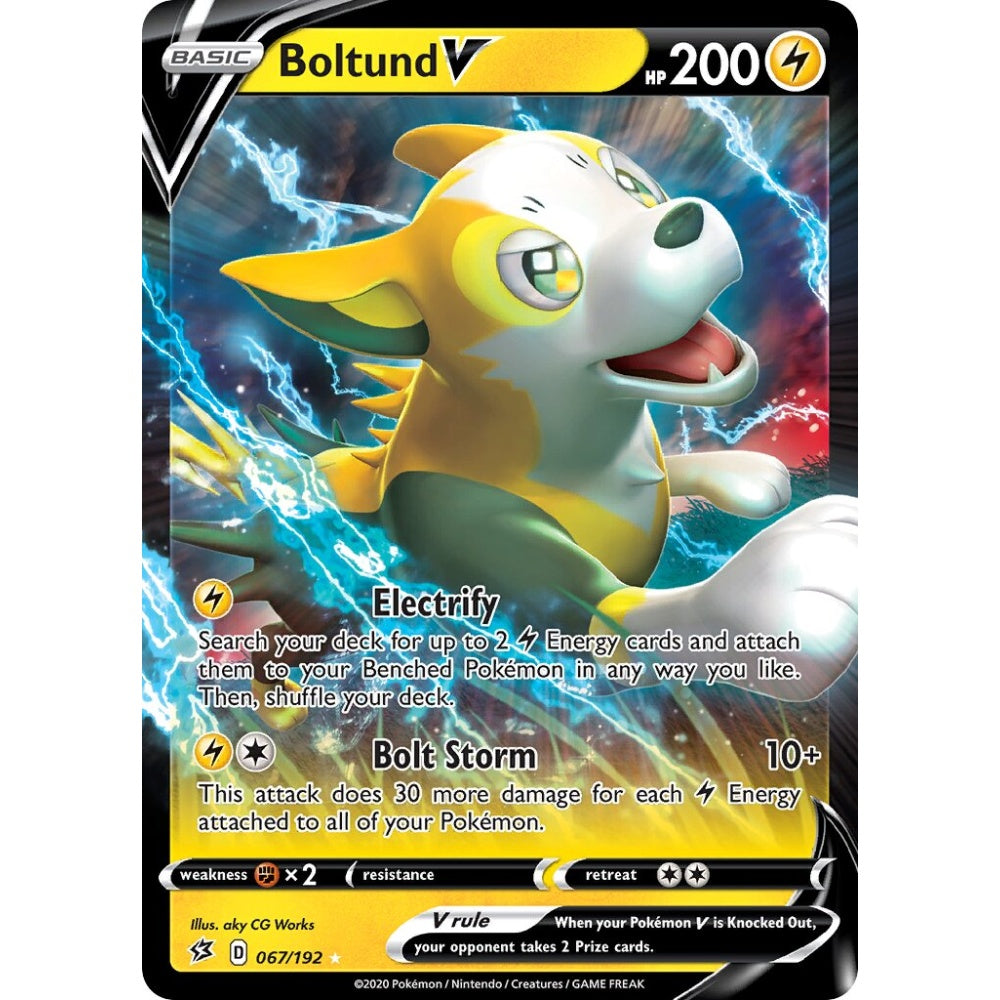 Boltund V Holo Rare V 067/192 Pokemon Card Game Rebel Clash