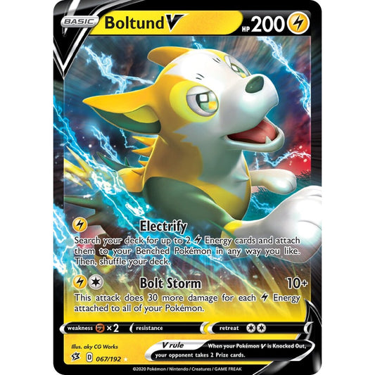 Boltund V Holo Rare V 067/192 Pokemon Card Game Rebel Clash