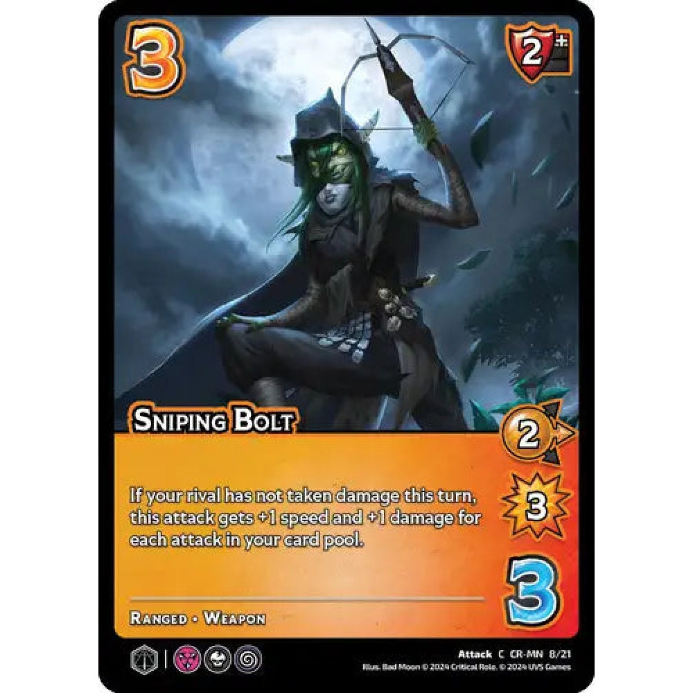 Sniping Bolt, 8/21, C, UniVersus, Critical Role Vox Machina & Mighty Nein