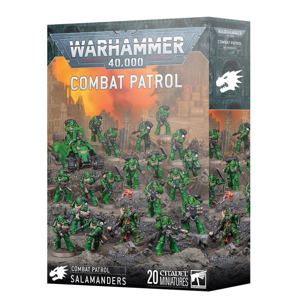 Warhammer 40,000 Combat Patrol Salamanders miniatures set on packaging