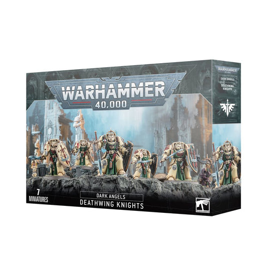 Warhammer 40,000 Dark Angels Deathwing Knights miniatures set packaging on a white background