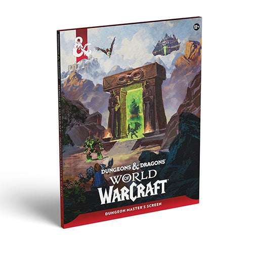 Dungeons & Dragons World Warcraft Dungeon Master's Screen book cover shown at a slight angle on a white background.