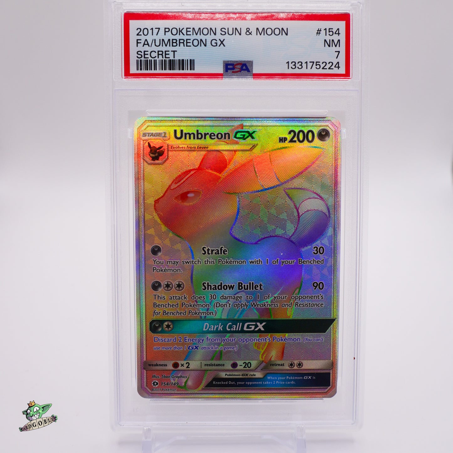 Umbreon GX - Secret - 154 Sun and Moon PSA 7 - NM
