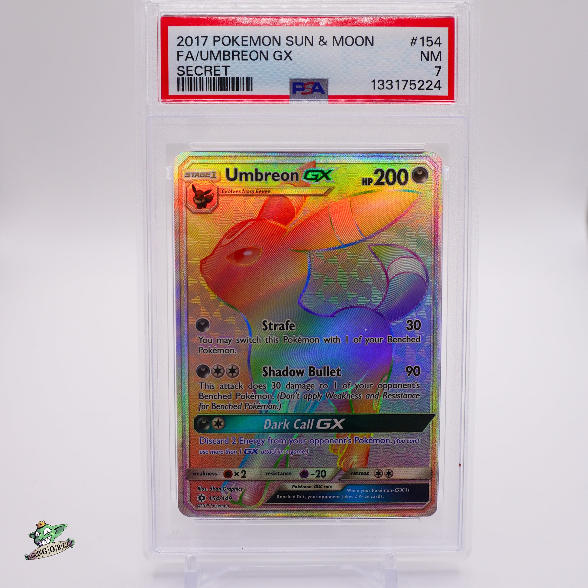 Umbreon GX - Secret - 154 Sun and Moon PSA 7 - NM