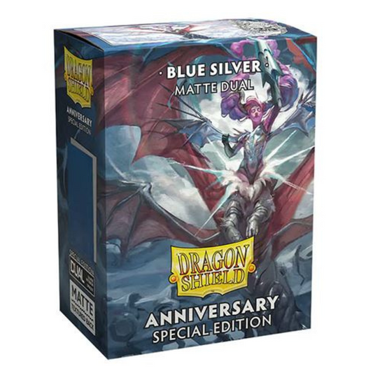 Dragon Shield - Dual Matte Standard Size Sleeves 100pk - Limited Edition Anniversary Special Blue Silver