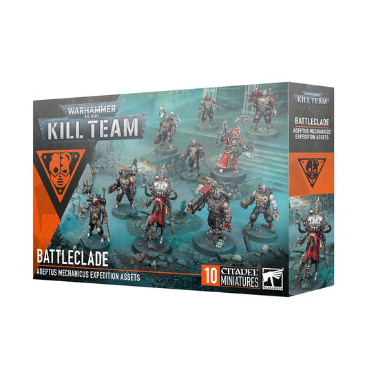 Warhammer 40,000 Kill Team Battleclade game box with miniatures on a white background