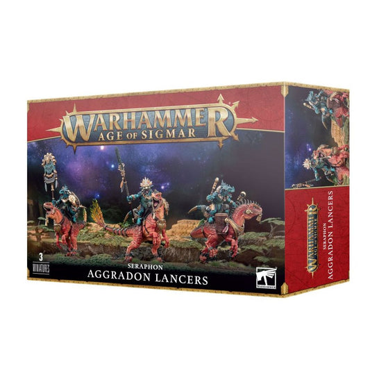 Warhammer Age of Sigmar box depicting Seraphon Aggradon Lancers miniatures