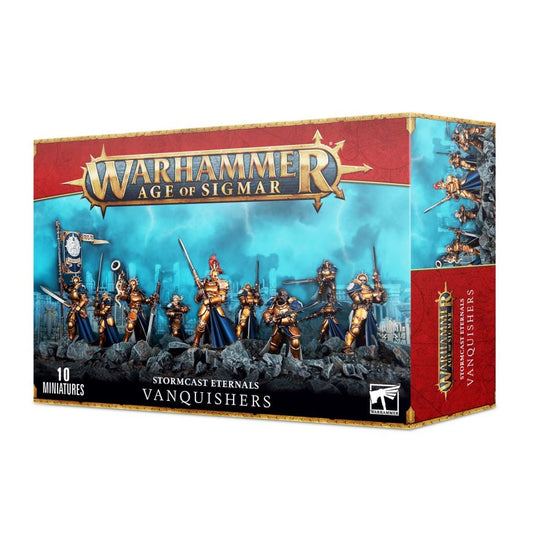 Warhammer Age of Sigmar miniatures box with stormcast eternals vanquishers on a white background