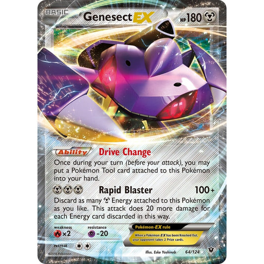 Genesect-EX Rare Holo EX 64/124 Pokemon Card Game Fates Collide