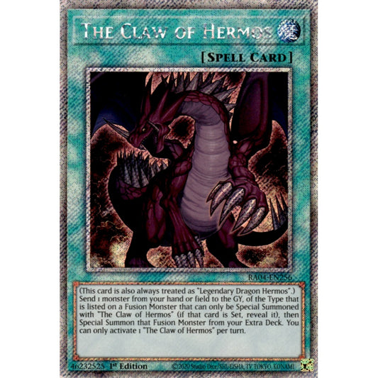 The Claw of Hermos RA04-EN256 Platinum Platinum Secret Rare Yu-Gi-Oh Quarter Century Stampede in Art