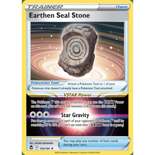 Earthen Seal Stone Holo Rare 154/195 Pokemon Card Game Silver Tempest