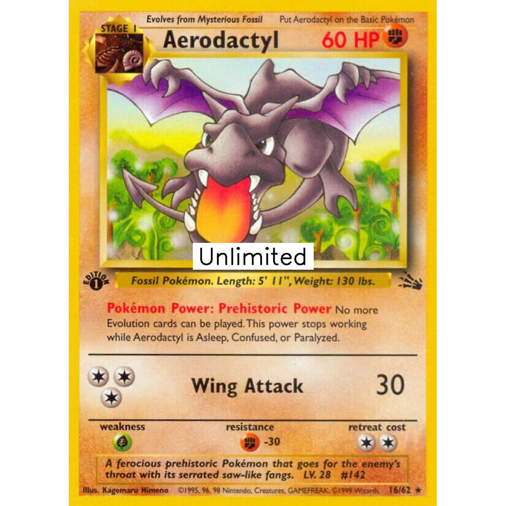 Aerodactyl Rare 16/62 Pokemon Card Game Fossil