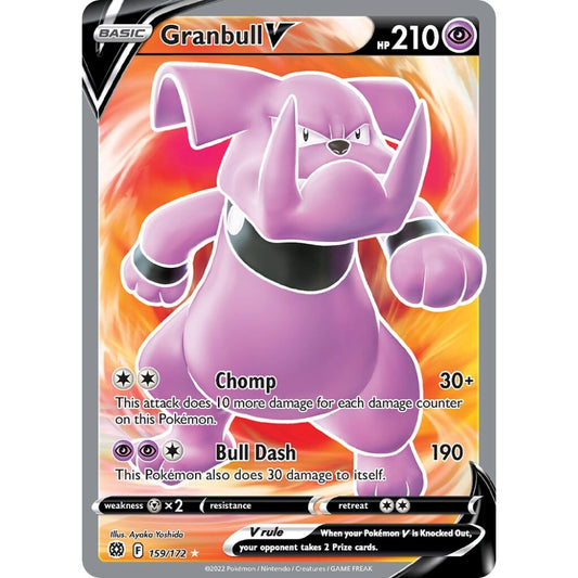 Granbull V Rare Ultra 159/172 Pokemon Card Game Brilliant Stars