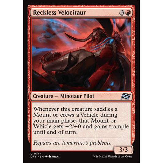 Reckless Velocitaur, 144, uncommon, Magic: The Gathering, Aetherdrift