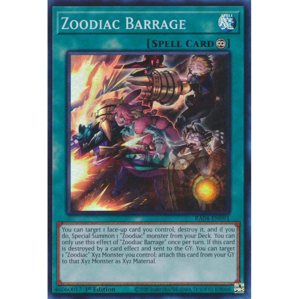 Zoodiac Barrage RA04-EN091 QCR Quarter Century Secret Rare Yu-Gi-Oh Quarter Century Stampede in Art