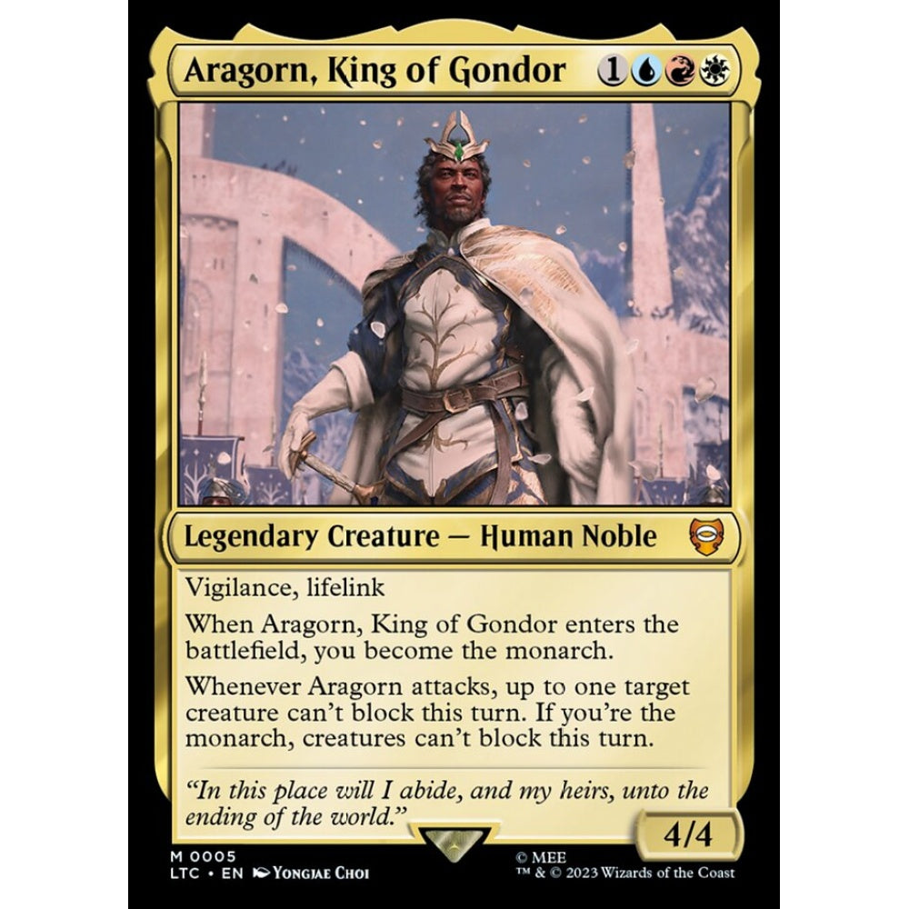 Aragorn, King of Gondor, mythic, 5, Magic the Gathering, Tales of Middle-earth Commander