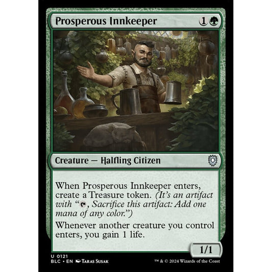 Prosperous Innkeeper, 121, uncommon, Magic: The Gathering, Bloomburrow