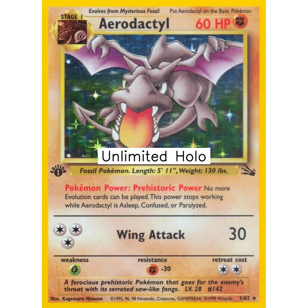 Aerodactyl Rare Holo 1/62 Pokemon Card Game Fossil